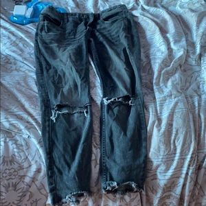 Free People Washed Black straight leg jeans